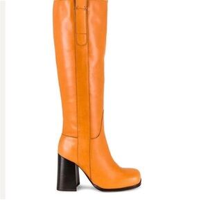 Free People Naomi 8US Orange Knee-High Block Heel Women's Boots